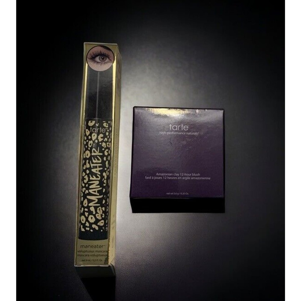 TARTE Amazonian Clay 12 Hour Blush NATURAL BEAUTY .2 Oz + Maneater Mascara NIB